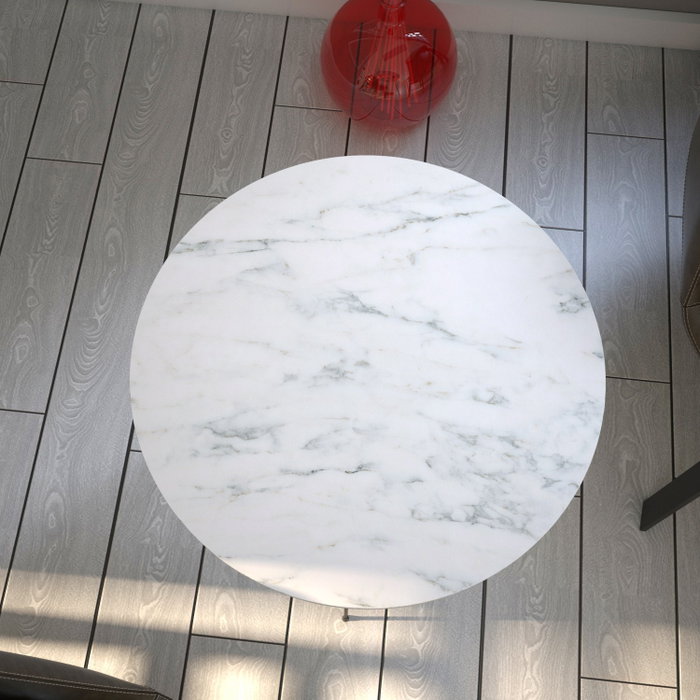 Hanah Home Marmo Mesa Auxiliar con Patas de Metal, Blanca y Negra, 40x44x40 cm